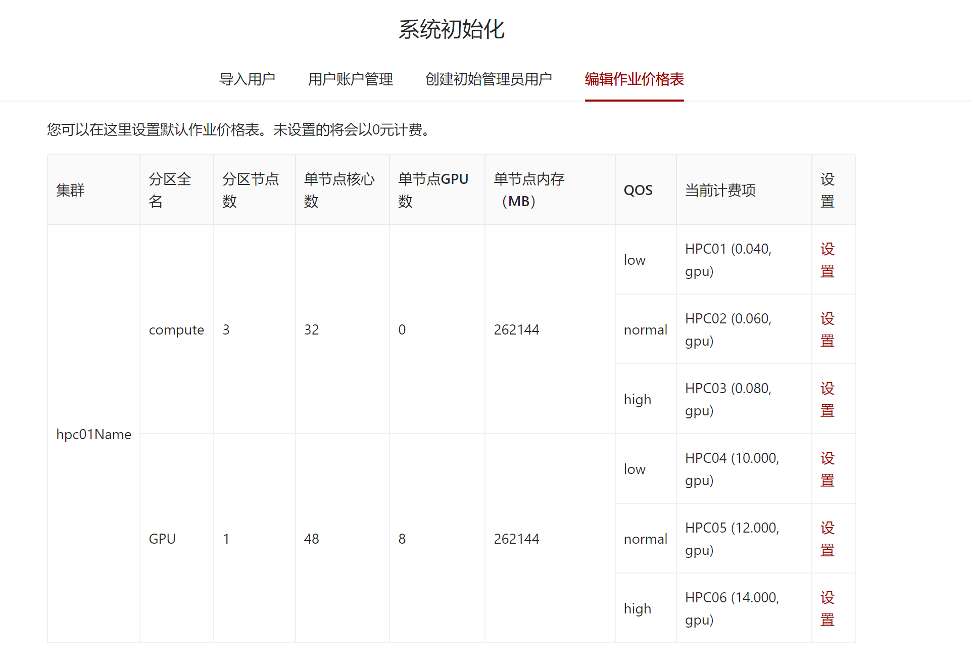 修改作业价格表